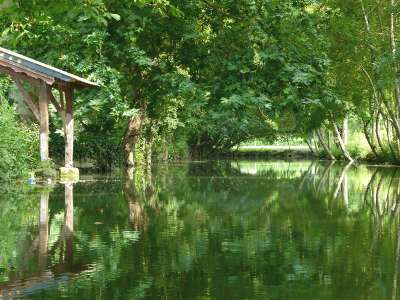 © Le lavoir restauré de Lussac, en contrebas du village, sur les bords de la Seugne Moulin à eau sur la Seugne à l'entrée de St-Germain-de-Lusignan Le pont des Ânes, ancienne passerelle médiévale, qui enjambe la Seugne à Clion Le moulin à eau de chez Bret à Jonzac à proximité du départ Un embarcadère sur les bords de La Seugne Le musée artisanal et rural de Clion Le château de Lussac qui domine la vallée de la Seugne (visite possible) La vallée de la Seugne L'église Saint-Michel de Lussac